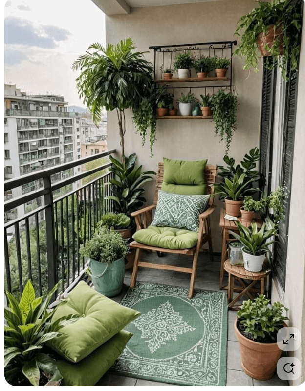 Family enjoying morning coffee on balcony